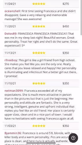 companion/Massage Francesca in Nashville, TN
